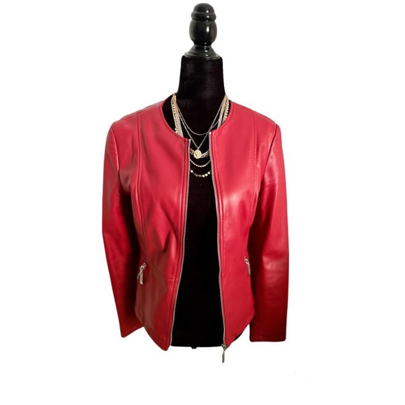 ZARA Faux Leather Red Jacket *MINT CONDITION* - Picture 1 of 8